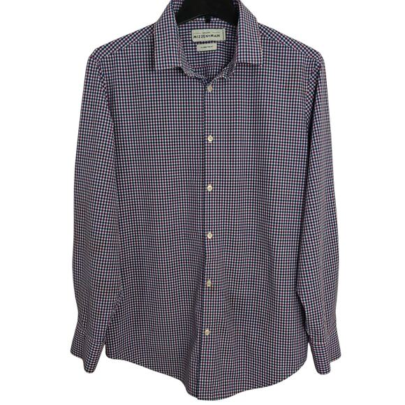 Mizzen+Main Leeward Performance Trim Fit Button Up Shirt XL Blue Purple Gingham - Picture 1 of 6